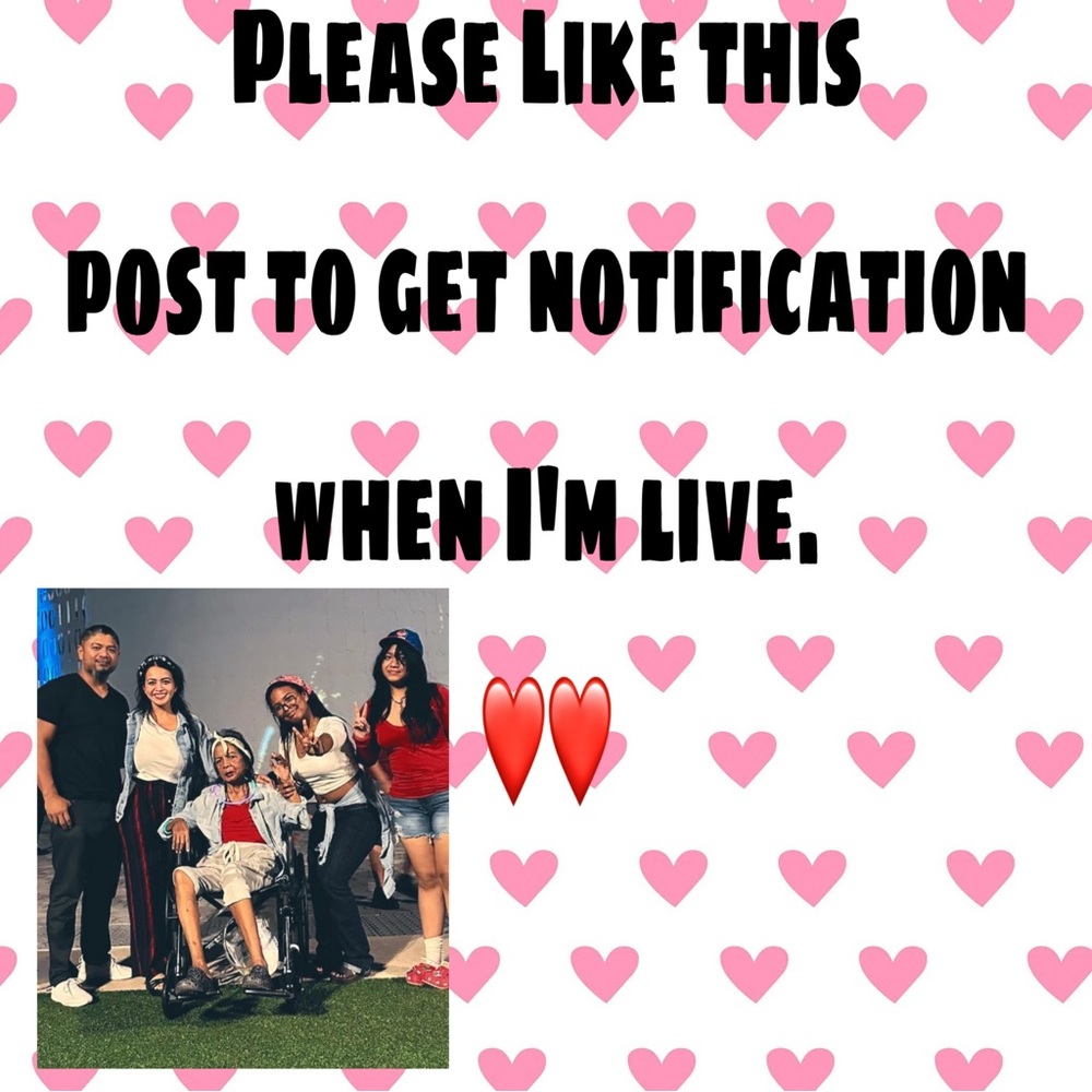 Please Heart this post for notifications when I’m live again.